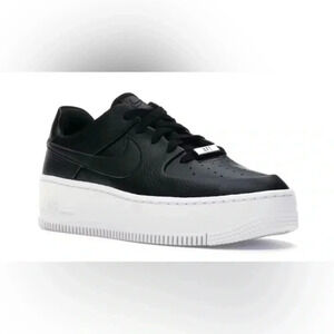 Black Leather Nike AF1 Sage Low